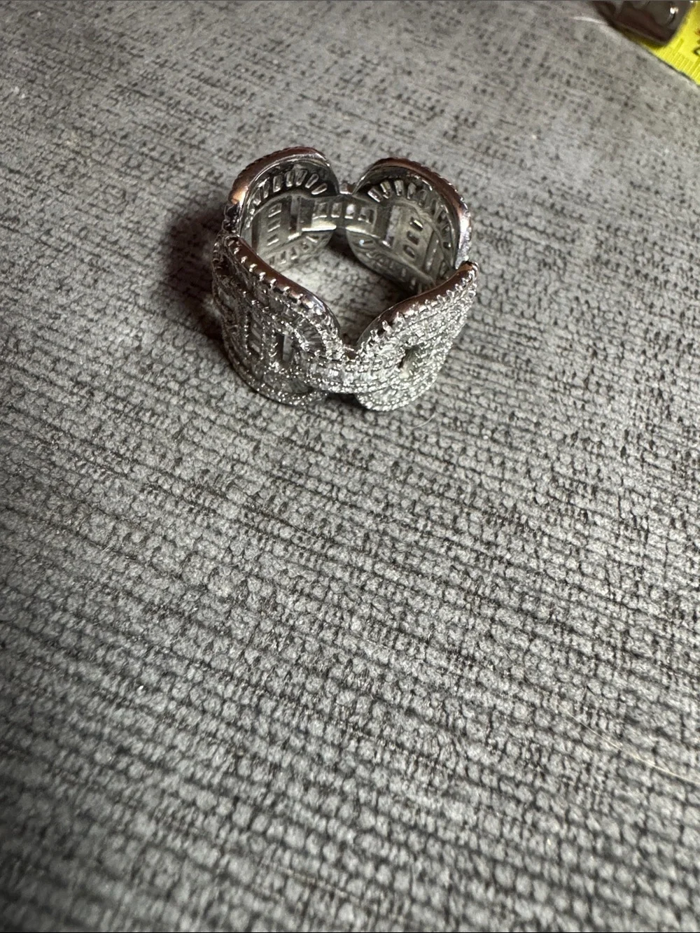 Silver Tone Iced Out Mariner Link Ring Zirconia 9